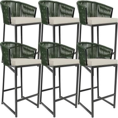 Imagem de Kit 06 Banqueta Para Área Gourmet Cozinha Varanda D04 Verde