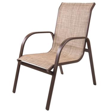 Imagem de Poltrona 57x94cm Aluminio Com Tela Cannes Portinaty Café/bege