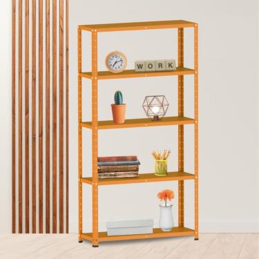 Imagem de Estante Para Livros Com Estrutura Metálica 5 Prateleiras Laranja Picasso