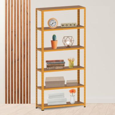 Imagem de Estante Para Livros Com Estrutura Metálica 6 Prateleiras Laranja Picasso