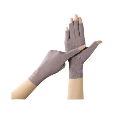 Imagem de Luvas De Algodão Protetor Solar Fino De Cor Sólida anti-UV Antiderrapa