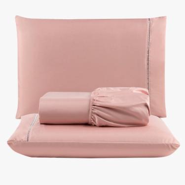 Imagem de Jogo De Lençol Peletizado 400 Fios Queen 3 Peças - Casa - Hotel - Pousada - Salmão