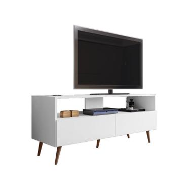 Imagem de Rack Para Sala Bancada De Tv 55 Pol 136cm Pés Retrô Billy M12 - D'rossi Cor Branco