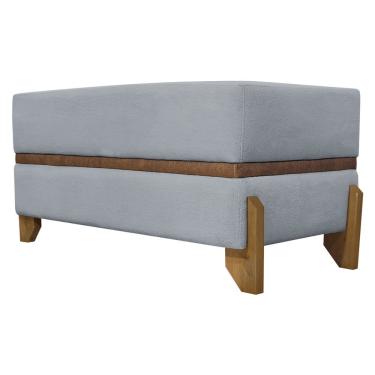 Imagem de Puff Recamier Kodama Para Cama De Solteiro 100cm Pé Castanho Cinza Bouclé