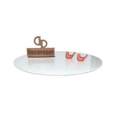 Imagem de Prato Giratorio Com Vidro Laqueado 60cm Branco