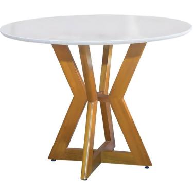 Imagem de Mesa De Jantar Redonda Ibiza Off White Com Pés Em Madeira 1,00 M