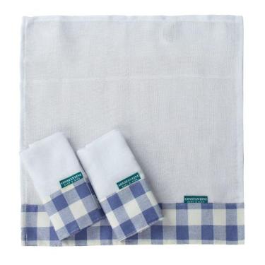 Imagem de Conjunto 3 Paninhos Fraldinha de Boca Bebê Xadrez Azul - Home Fernande