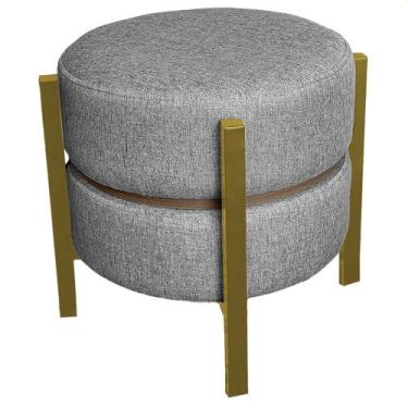Imagem de Puff Multiuso Mesa Sala Ferro Base Dourado Linho - Anifer Loja, CHUMBO