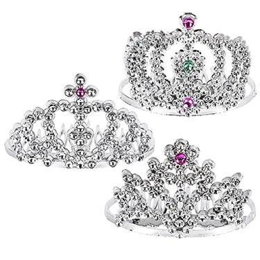 Imagem de The Dreidel Company Halloween Mini Princess Tiara Crown with Hair Comb, Princess Party Favor, Girls Hair Clips Decoration and Accessories 2" Inches (12-Pack)