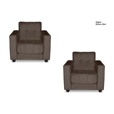 Imagem de Kit Poltronas Estofadas Verona Suede - Renascer Decor,  Marrom