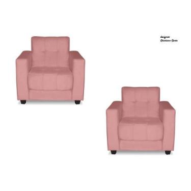 Imagem de Kit Poltronas Estofadas Verona Suede - Renascer Decor,  Rosa