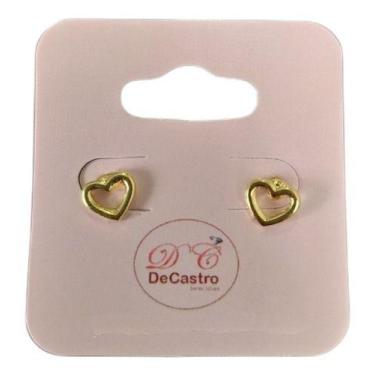 Imagem de Brinco Infantil Pequeno Coração Vazado Dourado Folheado Ouro - De Cast