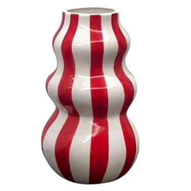 Imagem de Vaso De Cerâmica - Vaso Estético,Recipiente De Cerâmica Listrado Para Flores Casa Apartamento Sala Cozinha Banheiro