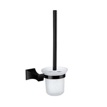 Imagem de Acessórios para banheiro preto fosco - Toalheiros simples/duplos com porta-papel e saboneteira | Suporte de parede com 4 peças, suporte para escova de vaso sanitário