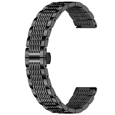 Imagem de Pulseira de relógio de aço inoxidável 316L de malha prata preta com fecho borboleta de substituição de 20 mm e 22 mm, Preto, 22mm, Pulseira, malha, requintada