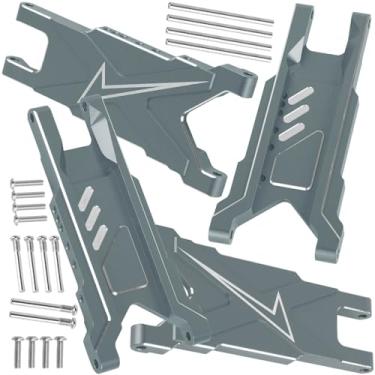 Imagem de BRCatWPark Suspensão de alumínio RC A-Arms Upgrades peça para 1/10 Slash Rustler Stampede 4X4 VXL BL-2s, Hoss 4WD VXL, XO-1, braços de suspensão RC dianteiros traseiros de liga hops up, titânio