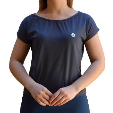 Imagem de Blusa Fitness Feminina Proteção Uv50+ Dryfit Poliamida Gola Canoa Moda