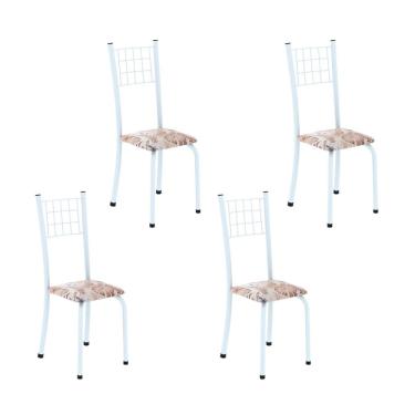 Imagem de Kit 4 Cadeiras Tubular 95x37x40 Cm Dany Botanic Bege / Branco