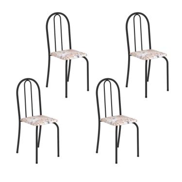 Imagem de Kit 4 Cadeiras Tubular 89x37x42 Cm Ane B Botanic Bege / Preto