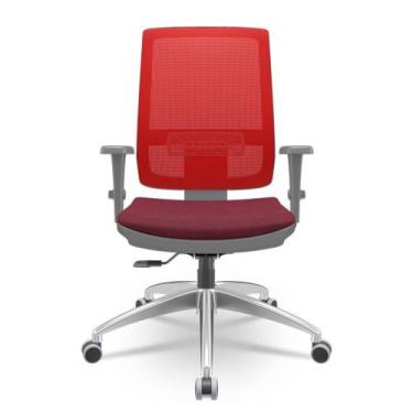 Imagem de Cadeira Brizza Diretor Grafite Tela Vermelha Assento Poliester Vinho B