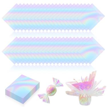 Imagem de PEASUG 120 folhas de celofane iridescente, 15 x 20 cm, papel iridescente para projetos de artesanato DIY, arte, luzes, decoração de janelas