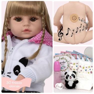Imagem de Bebe Tipo Reborn Loira Que Fala Pandinha 100% Vinil Itens - Cegonha Re