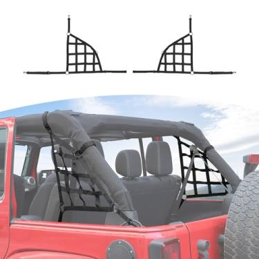 Imagem de RT-TCZ Rede lateral para porta-malas Wrangler JK Mesh para Jeep Wrangler JK JKU 2007-2017, acessórios pretos de 4 portas, 2 peças