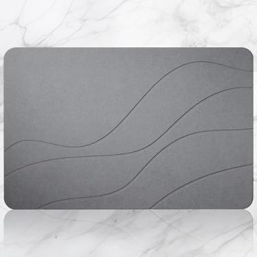 Imagem de Tapete de banho de terra de diatomáceas - Tapete mineral de secagem rápida para banheiro e chuveiros - Tapete de banho antiderrapante, super absorvente e de secagem instantânea (61 x 40 cm, granito)