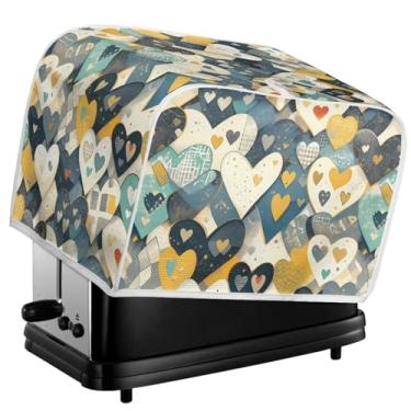 Imagem de Daulesho Love Heart 2, capa de torradeira de 4 fatias, tecido de poliéster com padrão de coração colorido acolchoado 2/4 torradeira, arte grafite cozinha pequena capa contra poeira -M