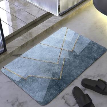 Imagem de Tapete De Banheiro Quadrado Absorve Água Antiderrapante Secagem Rápida 38x58cm (GEOMÉTRICO)