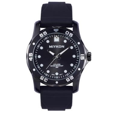 Imagem de Miykon Relógios de mergulho masculinos | Relógio analógico esportivo casual masculino com pulseira de silicone genuína e confortável | ponteiros luminosos, vidro resistente a arranhões, quartzo