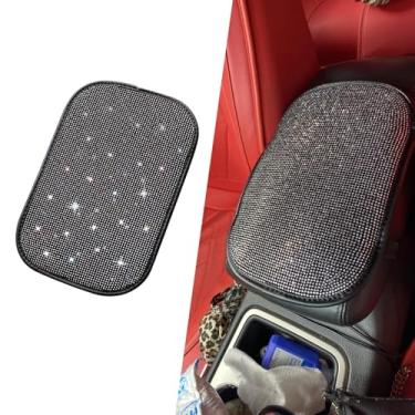 Imagem de ijuicy 1 PC Bling Capa de apoio de braço para console central de carro, linda incrustada com strass, decoração elegante e brilhante, capa protetora para console central, almofada de descanso de braço,
