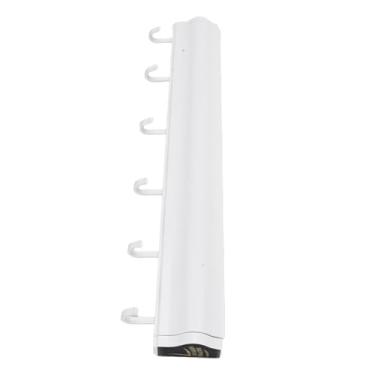 Imagem de Luqeeg Estante de secagem de roupas retrátil, escorredor de parede com ganchos, malha de pendurar, cabide de lavanderia para suéteres, toalhas, meias, roupas íntimas (branco)