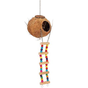 Imagem de AYNEFY Coconut Husk Coconut Fiber Comfort Toys e Sleep Testes Shell House Diversão Hidding Place Hamster Ninho Adequado para Espaço Oco para Colocar Guloseimas e Sementes de Pássaro Pássaro