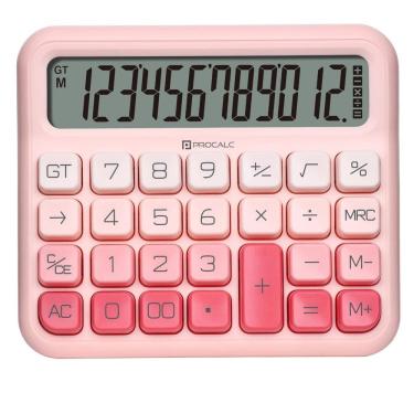 Imagem de Calculadora Mesa Rosa 12 Dígitos Procalc Pc315 Softkey