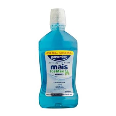 Imagem de ANTISSEPTICO BUCAL POWERDENT MAIS ICE MENTA ZERO ALCOOL L500ML P350ML