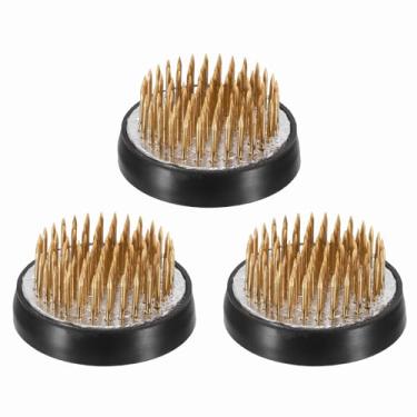 Imagem de PATIKIL 3 peças de sapos florais Kenzan, suporte redondo de arranjo de flores de latão de 4 cm, ferramenta fixa de pino arranjador para vaso de mesa, casamento, decoração de casa, cor latão/preto