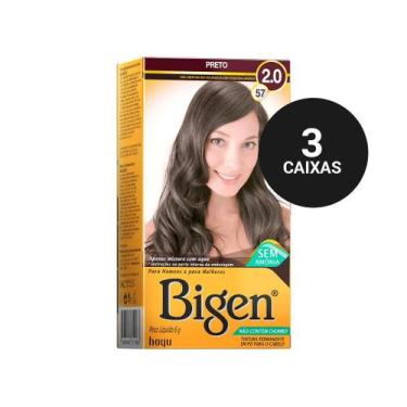 Imagem de Kit Profissional Tintura Capilar à base de água Bigen 2.0 Preto 3cx