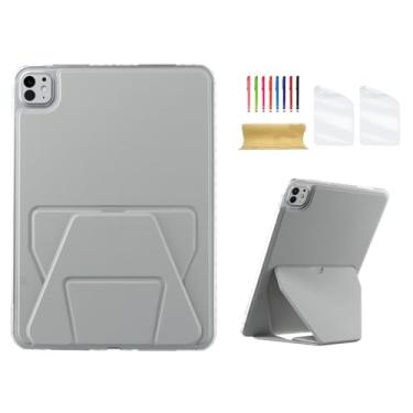 Imagem de Dteck Capa traseira para iPad Pro de 13 polegadas (M4) versão 2024 para tablet com suporte dobrável, com 2 películas protetoras de tela e 1 caneta, capa protetora ultrafina e leve de couro PU TPU