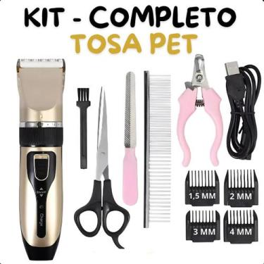 Imagem de Kit Máquina de Tosa Profissional  Cortador de Pelo para Pets BIVOLT - 
