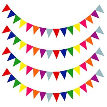 Imagem de Bandeiras triangulares para aniversário, casamento, jardim, festivais, decoração de festa, 4 peças coloridas