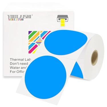 Imagem de YOULAISHI Etiquetas de pontos com codificação de cores de 7,6 x 7,6 cm, impressão térmica, à prova d'água, 500 peças, adesivos redondos para escritório, casa, garagem, adesivos DIY, códigos de barras