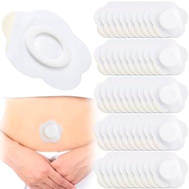 Imagem de BEIQIYA Embalagem com 50 peças de óleo de rícino, adesivos descartáveis altamente absorventes para abdômen, almofadas autoadesivas de algodão orgânico para homens e mulheres - branco