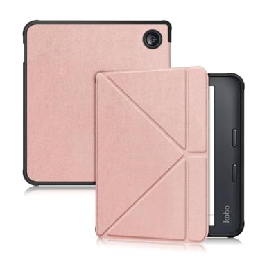 Imagem de Yiernuo Capa compatível com Kobo Libra Color & Kobo Libra 2 eReader de 7 polegadas, capa protetora fina e leve de TPU macio com função de suporte, ouro rosa