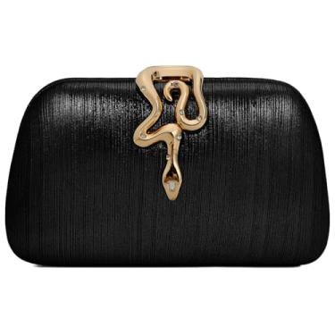 Imagem de Tmore Bolsa de ombro feminina com glitter, bolsa clutch com corrente, elegante bolsa de noite para casamento, formatura, festa, Preto, Small