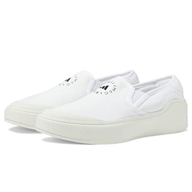 Imagem de adidas Tênis de corrida unissex Vulcraid3r sem cadarço, Calçado branco/calçado branco/núcleo preto, 11 Women/10 Men
