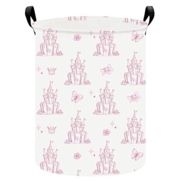 Imagem de INGHUA Cesto de roupa suja grande em tecido de lona leve, organizador de brinquedos/roupas sujas dobrável à prova d'água para dormitórios universitários, quartos de meninos e meninas, banheiro