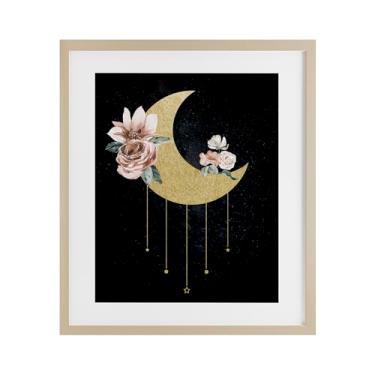 Imagem de Stupell Industries Detalhe glamoroso lua com rosas bétula emoldurada design sob vidro por Daniela Santiago, 21 x 17