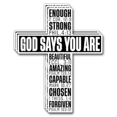 Imagem de Adesivo (3 peças) God Says You Are Adesivos Cristãos Inspiradores Decoram Livros Laptop Telefone Garrafas de Água Kindles Tumbler Adesivos de Vinil Impermeável 6,5 x 7,6 cm