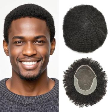 Imagem de LYRICAL HAIR Unidades de peruca cacheada afro kinky para homens negros peruca de cabelo humano brasileiro transparente HD Lace Front Afro Coily sistemas de substituição de cabelo ondulado 1B # Off